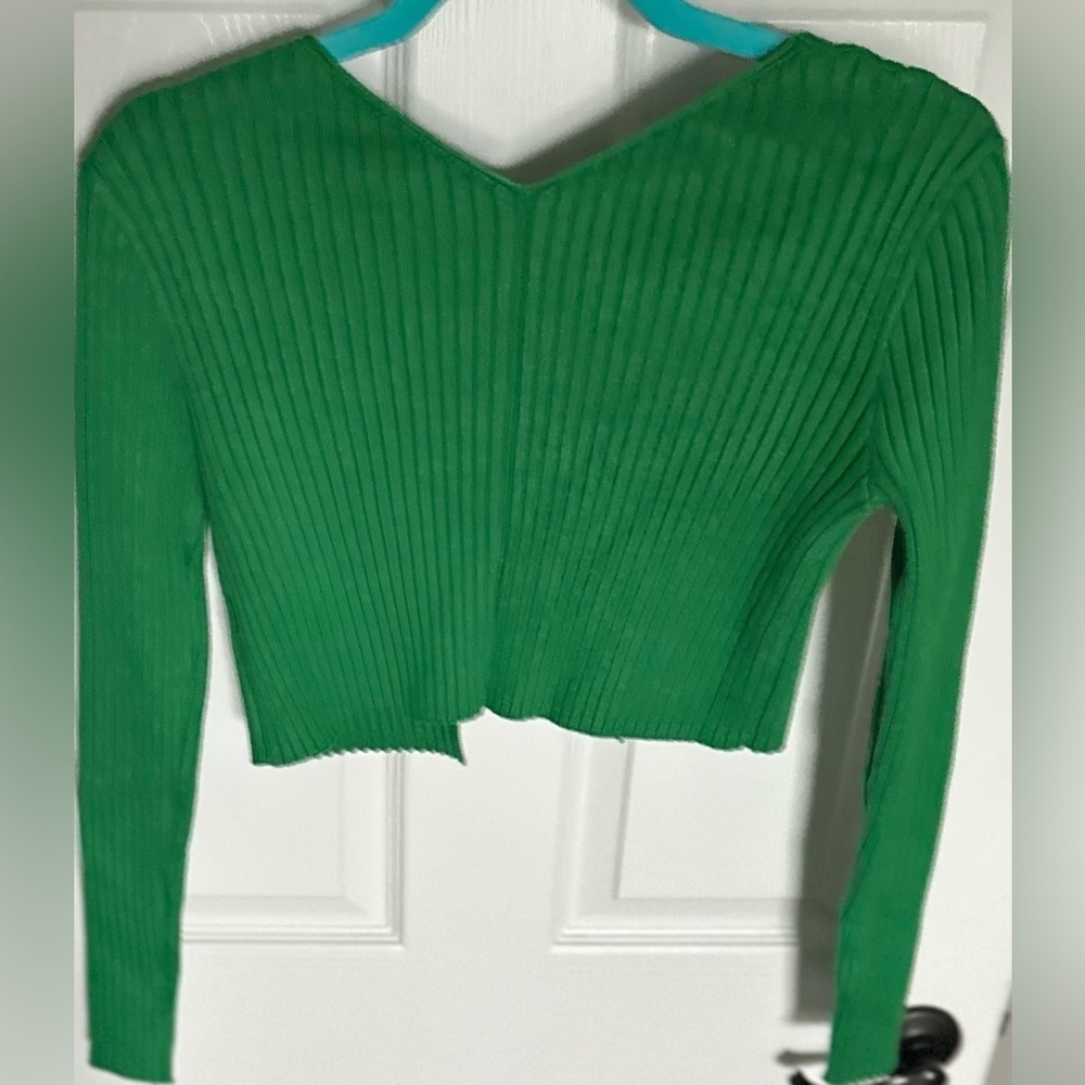 ‼️RARE‼️🎸FORE🎸🔥NWT🔥Chain Rib Knit Cropped Sweater—S - Picture 14 of 16